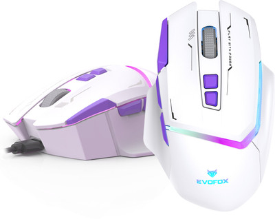 EVOFOX Banshee 3 Mode Wireless Ambidextrous Optical  Gaming Mouse  with Bluetooth(2.4GHz Wireless, Bluetooth, Type C, White)