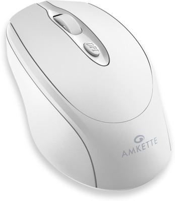 AMKETTE Hush Pro Byte Plus Rechargeable Bluetooth Wireless Ambidextrous Optical Mouse  with Bluetooth(Bluetooth, 2.4GHz Wireless, White)