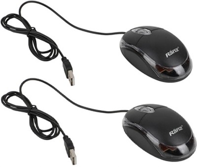 Ranz Combo of 2x Wired Optical Mouse USB 2.0 2000dpi Wired Optical Mouse(USB 2.0, Black)