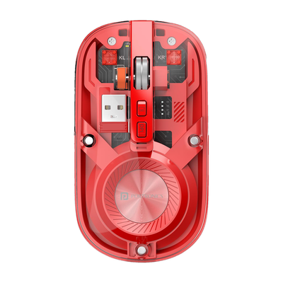 Portronics Toad 8 Ambidextrous Optical Mouse Transparent, Rechargeable, Silent Clicking(2.4GHz Wireless, Bluetooth, Red)