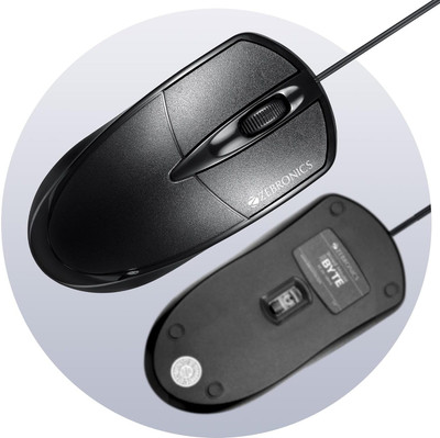 bytetech ZEB-BYTE ZEBRONICS Wired Ergonomic Optical Mouse(USB 2.0, Black)