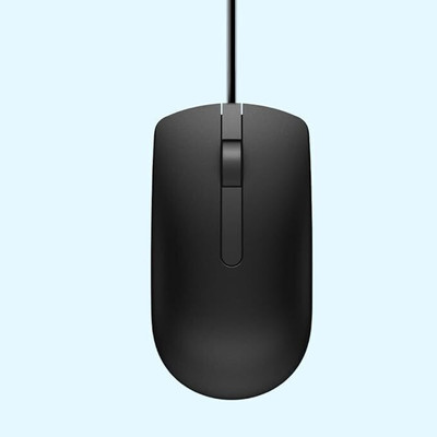 MI General Trades Dell Optical Mouse Wired Ambidextrous Optical  Gaming Mouse(USB 2.0, Black)