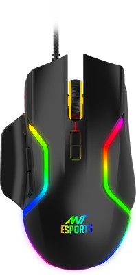 Ant Esports GM340 /Ergonomic design with braided cable,8 Programmable Buttons,upto 12800 DPI Wired Optical  Gaming Mouse(USB 2.0, Black)