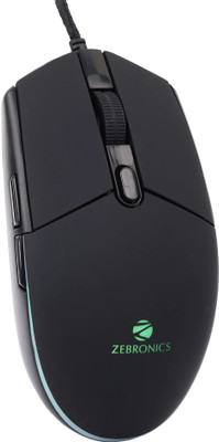 ZEBRONICS War-M Wired Ambidextrous Optical  Gaming Mouse Wired Gaming Mouse, 4200 DPI, 6 Buttons, Gold Plated, RGB, Ergonomic Design(USB 2.0, Black)