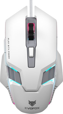 EVOFOX Spectre Wired Ambidextrous Optical  Gaming Mouse 3600 DPI Gaming Sensor and 7 Colours Rainbow Lighting(USB 2.0, White)