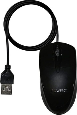 powerx X2 USB Wired Optical Mouse Wired Ambidextrous Optical Mouse(USB 2.0, Black)