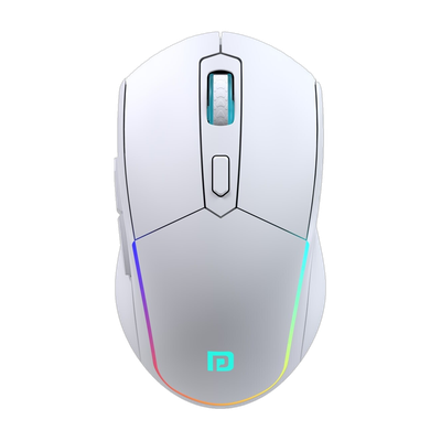 Portronics Toad One Ambidextrous Optical Mouse with 6 Buttons, RGB Lights, Rechargeable(2.4GHz Wireless, Bluetooth, White)