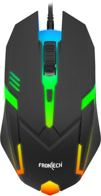 Frontech Wired USB Mouse with 3 Handy Buttons 1500 DPI MS-0067 Wired Ambidextrous Optical Mouse(USB 2.0, Black)