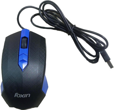 Foxin Classy Smart Blue USB, Wired Ambidextrous Optical Mouse(USB 2.0, smart Blue)