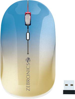 ZEBRONICS Poise Wireless Ambidextrous Optical Mouse Rechargeable Wireless Mouse ,1600DPI, Silent Ergonomic, 4 Buttons  with Bluetooth(2.4GHz Wireless, Bluetooth, Gradient Blue)