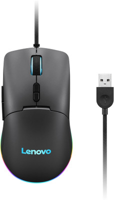 Lenovo M210 /Upto 8000 DPI, 7 Buttons, 80 gms, 3 Zone RGB Wired Wired Ambidextrous Optical  Gaming Mouse(USB 2.0, Black)