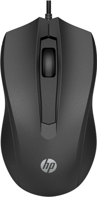 HP 100 Wired Ambidextrous Optical Mouse Ambidextrous, Ergonomic design with 1600 DPI(USB 2.0, Black)