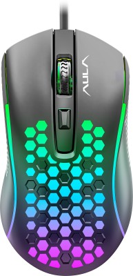 Aula S11 / Ultra-Lightweight (79 gms) Honeycomb Design, upto 3600 DPI, 4 buttons, RGB Wired Optical  Gaming Mouse(USB 2.0, Black)