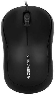 ZEBRONICS Zeb-Comfort Wired USB Mouse, 3-Button, 1200 DPI Wired Ambidextrous Optical Mouse(USB 2.0, Black)
