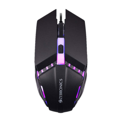 ZEBRONICS Zeb Phero Wired Ambidextrous Optical  Gaming Mouse DPI Switch, High Precision, Plug & Play, 4 Buttons(USB 2.0, RAINBOW LED)