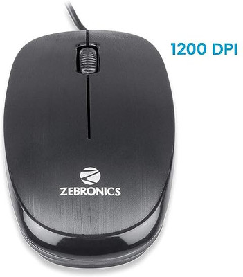 ZEBRONICS Zeb- Power Wired Ambidextrous Optical Mouse(USB 2.0, Black)
