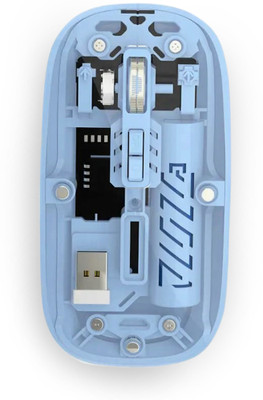 JAXTER Pureview Transparent Wireless and Bluetooth Rechargeable Mouse Wireless Ambidextrous Optical  Gaming Mouse  with Bluetooth(2.4GHz Wireless, Blue)