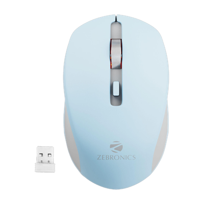 ZEBRONICS Jaguar Ambidextrous Optical Mouse High Precision, 4 Buttons, Plug & Play(2.4GHz Wireless, Blue)