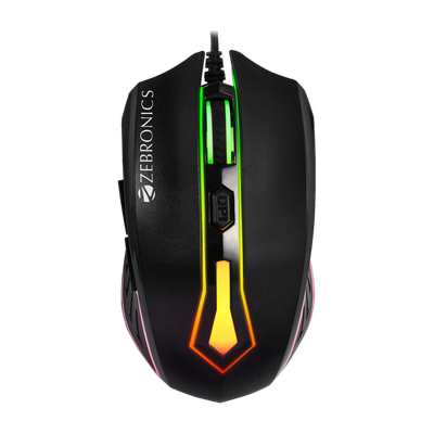 ZEBRONICS Zeb - SNIPER Wired Ambidextrous Optical  Gaming Mouse High Precision, 2400DPI, 6 Buttons, RGB Light, Weight Plug & Play(USB 3.0, Black)
