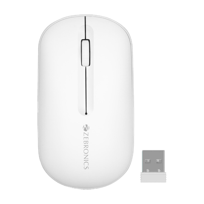 ZEBRONICS Pulse Ambidextrous Optical Mouse 1200DPI, Dual BT, Multi-Connect, Lightweight Comfort(2.4GHz Wireless, Bluetooth, White)