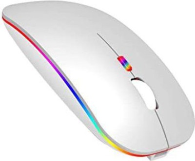 MARS Rechargeable Wireless Mouse with RGB LED Backlit Silent Click 1600 DPI Ergonomic Wireless Optical  Gaming Mouse(2.4GHz Wireless, White)