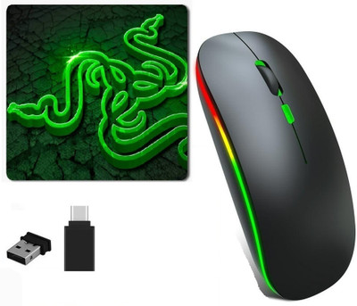 FKU ULTRA SLIM 2.4Ghz WIRELESS MOUSE WITH RAZER MANTIS SPEED MOUSE PAD Wireless Ambidextrous Optical Mouse(2.4GHz Wireless, Black1)