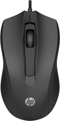 HP 100 Wired Ambidextrous Optical Mouse Ambidextrous, Ergonomic design with 1600 DPI(USB 2.0, Black)