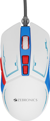 ZEBRONICS Astro Wired Ambidextrous Optical  Gaming Mouse Premium Gaming Mouse with 7200 DPI, 7 Buttons, RGB(USB 2.0, White)
