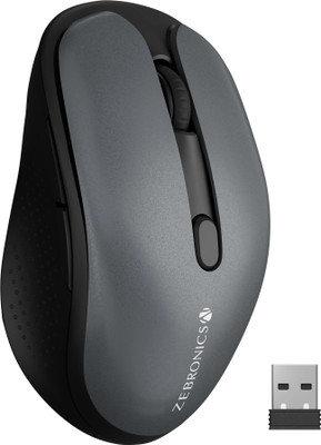 ZEBRONICS Zeb-Charm, Wireless Mouse, Mode Switch Button, (Metallic Grey) Wireless Ambidextrous Optical Mouse  with Bluetooth(2.4GHz Wireless, Bluetooth, (Metallic Grey))
