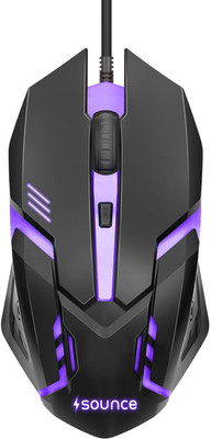sounce Nitro | SNC-GMNGMUS-BLK Wired Ergonomic Optical  Gaming Mouse with 1600 DPI Precision Optical Sensor 4-Level Adjustable DPI Settings, Vibrant RGB Lighting, Smooth Tracking, Comfortable Grip and Plug-and-Play HD Laptop Pro Use(USB 3.0, Black)
