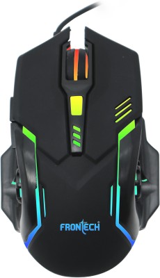 Frontech MS-0050 Wired USB Gaming Mouse |6 Keys |7-Led Color Backlit|Fun Playing| 3600DPI Wired Optical  Gaming Mouse(USB 2.0, Black)
