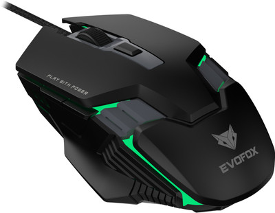 EVOFOX Spectre 3600 DPI Gaming Sensor and 7 Colours Rainbow Lighting Wired Ambidextrous Optical  Gaming Mouse(USB 2.0, Black)