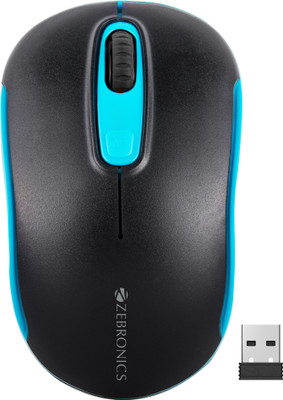 ZEBRONICS Dash Pro Wireless Ambidextrous Optical Mouse Wireless Mouse, 1600 DPI, 3-Level DPI, Lightweight, Power Saving(2.4GHz Wireless, Blue)
