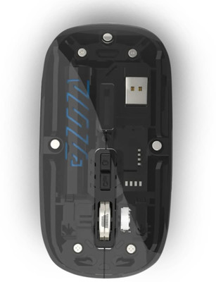 Coracao Pureview Transparent Wireless and Bluetooth Rechargeable Mouse Wireless Ambidextrous Optical  Gaming Mouse  with Bluetooth(2.4GHz Wireless, Black)
