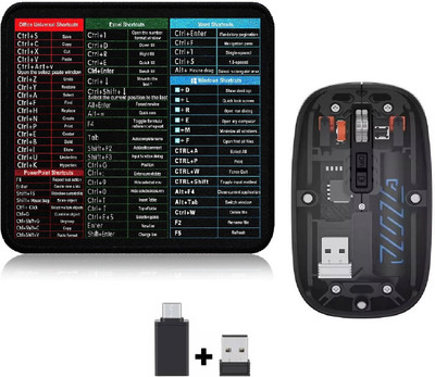 ROQ Type-C Adapter & USB Receiver with 2.4G Slim Rechargeable Wireless Ergonomic Optical Mouse  with Bluetooth(USB 2.0, Black)