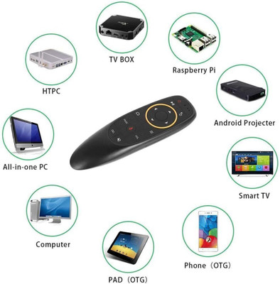 RuhZa G10 Air Mouse Wireless Infrared Remote Control 6 Axis Gyroscope IR Learning Wireless Ambidextrous Hybrid Mouse  with Bluetooth(2.4GHz Wireless, Original Fly Mouse with Bluetooth Voice Input Mic, Black)
