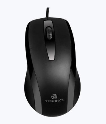 ZEBRONICS ZEB Alex Wired Optical Mouse Wired Ambidextrous Optical Mouse(USB 2.0, Black)