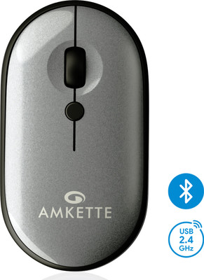 AMKETTE Hush Pro Byte Slim Wireless Optical Mouse  with Bluetooth(Bluetooth, 2.4GHz Wireless, Grey)