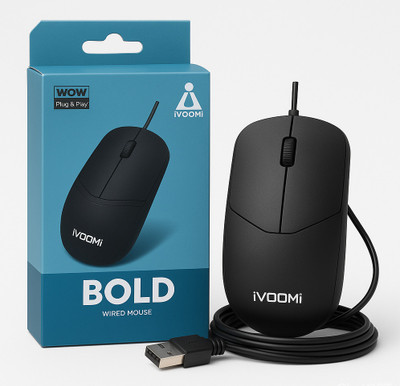 iVoomi BOLD USB Mouse Wired Right Handed Optical Mouse(USB 3.0, USB 2.0, Blackj)