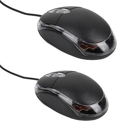 Espouse Combo of 2x Wired Optical Mouse USB 2.0 2000dpi Wired Ambidextrous Optical Mouse(USB 2.0, Black)