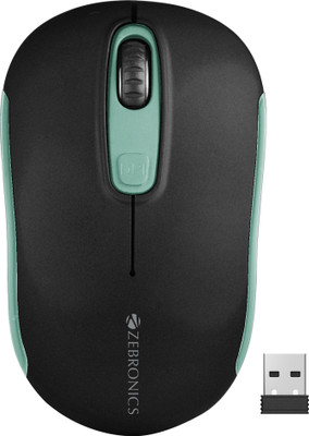 ZEBRONICS Dash Pro Wireless Ambidextrous Optical Mouse Wireless Mouse, 1600 DPI, 3-Level DPI, Lightweight, Power Saving(2.4GHz Wireless, Green)