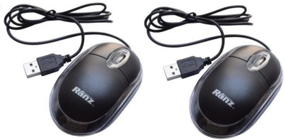 Ranz Wired Optical Mouse USB 2.0 2000dpi 2 pcs Wired Laser Mouse(USB 2.0, Black)