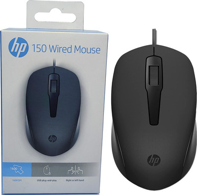 HP 150 Wired Ambidextrous Optical Mouse(USB 2.0, Grey-Black)