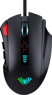 Aula Gaming Mouse Wired with 12 Side Key Programmable, RGB Backlight, 10000DPI Wired Optical  Gaming Mouse(USB 2.0, USB 3.0, Black)