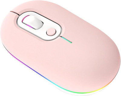 ELECTRO WOLF Portable Silent Slim Bluetooth 5.2 & USB 2.4Ghz Dual Mode With RGB Rechargeable Wireless Ambidextrous Optical  Gaming Mouse  with Bluetooth(2.4GHz Wireless, Bluetooth, Pink)