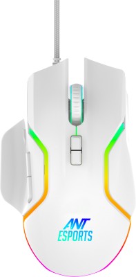 Ant Esports GM320 /Ergonomic design with braided cable,8 Programmable Buttons,upto 12800 DPI Wired Optical  Gaming Mouse(USB 3.0, White)