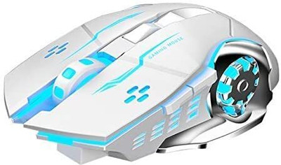 coolcold Wireless Rechargeable Gaming Mouse With RGB, 2400 DPI LED Backlight 6 Button Wireless Optical  Gaming Mouse(2.4GHz Wireless, White)