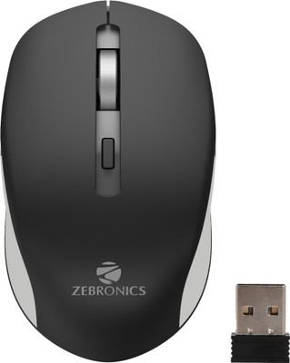 ZEBRONICS Jaguar Wireless Ambidextrous Optical Mouse Wireless Mouse, High Precision, 4 Buttons, Plug & Play Ambidextrous(2.4GHz Wireless, Black)
