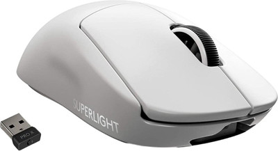 Logitech G PRO X Superlight / Hero 25K Sensor, Adj DPI 25.6K DPI, 5 Programmable Buttons Wireless Ambidextrous Optical  Gaming Mouse  with Bluetooth(USB 2.0, White)