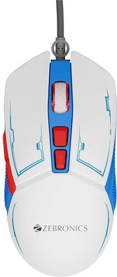 ZEBRONICS Zeb-Astro with Upto 7200 DPI, 7 Buttons, Braided Cable Wired Ambidextrous Optical  Gaming Mouse(USB 2.0, White)